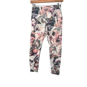 Evolution and Creation Womens Leggings L Pink Geometric Crystal Prism Athleisure